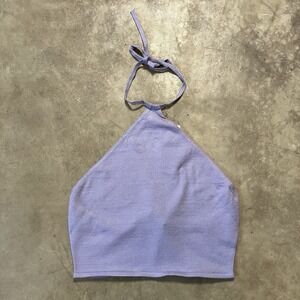 We Wore What Tank Top Womens Size Medium Purple Knit Halter Sweater‎